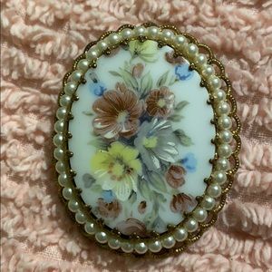 Hand painted floral W.Germany brooch